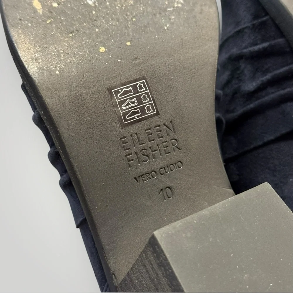 Eileen Fisher Irwin Suede Bootie Navy‎ Blue Sz 10